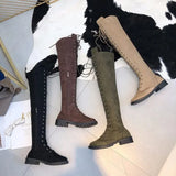 Amfeov New Sexy Ladies Lace-up Over The Knee Boots Womens Plus Size Boots Shoes for Women Motorcycle Boots Winter Boots Punk Shoes998