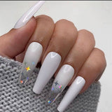 Amfeov Fake Nails Nail Art Tips Press on False Tipsy with Glue Coffin Stick Designs Display Set Cover Artificial Detachable Preliminary