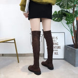 Amfeov New Sexy Ladies Lace-up Over The Knee Boots Womens Plus Size Boots Shoes for Women Motorcycle Boots Winter Boots Punk Shoes998