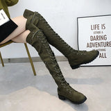 Amfeov New Sexy Ladies Lace-up Over The Knee Boots Womens Plus Size Boots Shoes for Women Motorcycle Boots Winter Boots Punk Shoes998