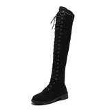 Amfeov New Sexy Ladies Lace-up Over The Knee Boots Womens Plus Size Boots Shoes for Women Motorcycle Boots Winter Boots Punk Shoes998