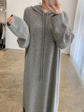 Amfeov Loose Long Split-side Hooded Knit Dress