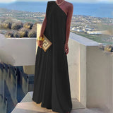 Amfeov Autumn Winter Women Elegant One Shoulder Cocktail Dress Maxi Dress