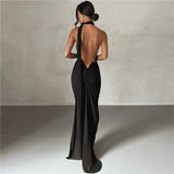 Amfeov Summer Women  Clothing Sexy Backless Halter Sheath Slim Fit Evening Dress Dress for Women