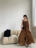 Amfeov Loose Open Back Maxi Sleeveless Jumpsuits