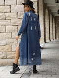 Amfeov Retro Waist Controlled Slimming Long Sleeve Denim Dress Women