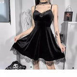 cybergoth dress to impress Lolita Dark Girl Gothic Style Lace Low-Cut Strap Sexy Dress