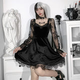 cybergoth dress to impress Hy21249 Dark Style Autumn New Hip Hop Lace Fashion Chest Speaker Long Sleeve Dress