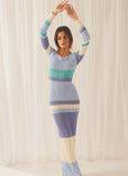 2024 fall fashion trends Long Contrast Color off-Shoulder Cut-out Beach Long Sleeve Knitted Striped Dress Women