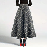 outfit inspo fall Women's Autumn and Winter Plaid Woolen Skirt Thickened Retro plus Size A- line Skirt High Waist Long Dance Skirt Women's Skirt