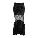 ribbons galore dress to impress Jy585 Autumn New Sexy See-through Embossed Dress Dark Style Elegant Suede Lace Stitching Skirt for Women