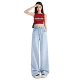 baggy jeans Tencel Jeans for Women 2024 Summer Sweet and Spicy Style New High Waist Loose Straight Mop Casual Wide Leg Pants for Women