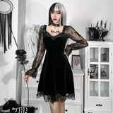 cybergoth dress to impress Hy21249 Dark Style Autumn New Hip Hop Lace Fashion Chest Speaker Long Sleeve Dress