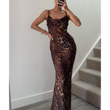 Sexy Women's New Sexy Sling Leopard Print Slim Dress