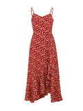 Amfeov-Lady Beach Red Floral Skirt V-neck Strap Dress Women's Summer Fancy Long Dress Seaside Holiday Beach Dress