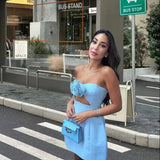 Onemillionlucky unique hoco dresses 2024 Summer New Women's Clothing Design Decoration Sexy Backless Slim Tube Top Short Dress