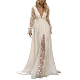 harajuku dress to impress Wedding Dress Women's Dress Deep V-neck Long Sleeve Wedding Dress