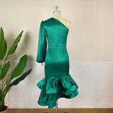 Autumn New Multi-Color Optional One-Shoulder Oblique Collar Dress Banquet Hip Bridesmaid Dress Dresses