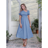 Amfeov Women Popular Wrapped Chest Solid Color Dress  Summer Slim-Fit Jumpsuit Maxi Dress