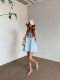 Amfeov Loose Versatile A-Line Sleeveless Denim Dress