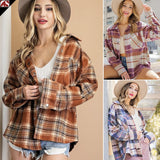 outfit inspo fall plus Size Women's Autumn and Winter New Plaid Coat Casual Loose Lapel Woolen Coat