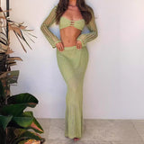 birthday outfits 2024 New Hollow-out Backless Fashion Casual Suit Sexy Hot Girl Hip Knitted Skirt Suit