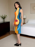 birthday outfits 2024 New Temu New Casual Turtleneck Sleeveless Body Lips Printed Slim Dress