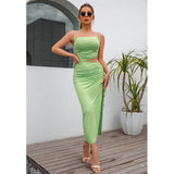 Amfeov Women’s Summer Sleeveless Split Midi Dress â€?Milk Silk Maxi Dress