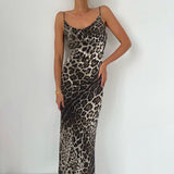 Summer 2024 New Slim Strap Dress Style Sexy Leopard Print Backless Strap Dress