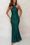 birthday outfits 2024 Fashion Multicolor Halter Sleeveless Sequined Dress Sequined Dress