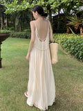 Amfeov hoco dresses-Seaside Holiday Beach Dress Women's Loose Niche Design Bare Back Dress Summer