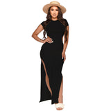 Amfeov Women Clothing New Spring Summer Vacation Solid Color Thread Hollow Out Cutout Sexy Dress