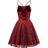 unique hoco dresses Sequined Evening Dress Suspender Skirt Slimming Women's Short Skirt Party Party Dress