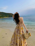 Amfeov-Thailand Seaside Beach Skirt Sanya Photography Slip Dress Women's Summer Back Bow Backless Dress Vacation Style