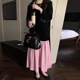 Amfeov Loose Long-sleeved Split-joint Velvet Dress