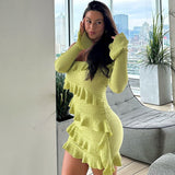 pink dress Hot Selling 2024 Autumn New Fashion off-Shoulder Ruffled Flare Sleeve Ribbon Dress