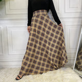 outfit inspo fall Fashion Casual Waist Slimming Scottish Skirt 3052