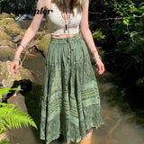 Spring and Summer New Fashion Women's Mulberry Silk Printed Skirt Large Hem Pleated Skirt Long Skirt