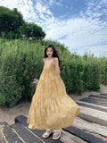 Amfeov-French Tie-Dyed New Chinese Strap Dress Women's Summer Vacation Skirt Cake Dress Beach Dress Long Dress Elegant