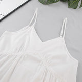 pink dress Summer Suspenders White Nightdress Cotton Linen-like Pajamas Fashion Loose Casual Outerwear Home Wear for Women