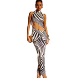 birthday outfits Summer New Zebra Print Navel Sleeveless Sexy Dress Fashion Polyester Printed Stitching Dress