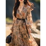 pop culture dress to impress High-Grade Unique Super Beautiful High-End Exquisite Floral Chiffon Dress 2024 New Early