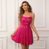 unique hoco dresses Fashion Women's New Sexy Women's Sequined Lace-up Dress