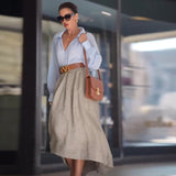 2000s fashion 2024 Autumn New Solid Color Versatile Temperament Shirt Casual Skirt Two-Piece Set