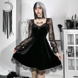 cybergoth dress to impress Hy21249 Dark Style Autumn New Hip Hop Lace Fashion Chest Speaker Long Sleeve Dress