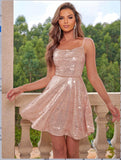 unique hoco dresses New Draped Collar Lace-up Backless Sequined Camouflage Dress