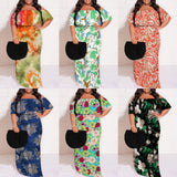 Onemillionlucky Women's Fashion Elegant Casual Printed Black plus Size Dress