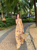 Amfeov-Thailand Seaside Beach Skirt Sanya Photography Slip Dress Women's Summer Back Bow Backless Dress Vacation Style