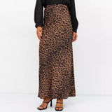 outfit inspo Satin Skirt Sexy Leopard Print Maxi Skirt High Waist Elastic Silky Maxi Skirt