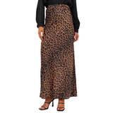 outfit inspo Satin Skirt Sexy Leopard Print Maxi Skirt High Waist Elastic Silky Maxi Skirt